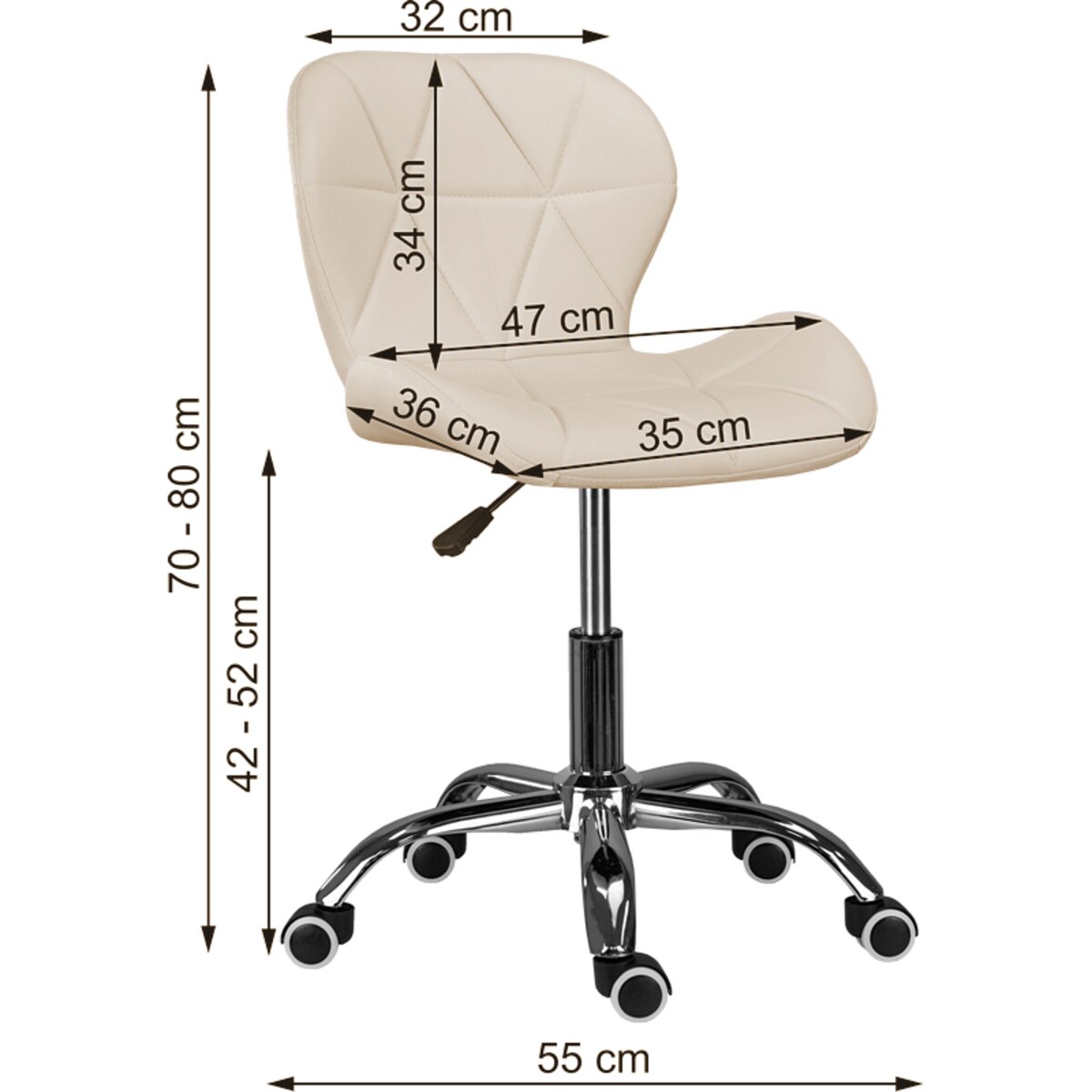 Krzesło biurowe fotel obrotowy regulowany welurowy beż