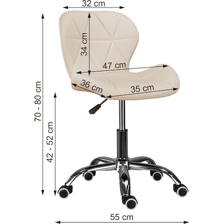Krzesło biurowe fotel obrotowy regulowany welurowy beż