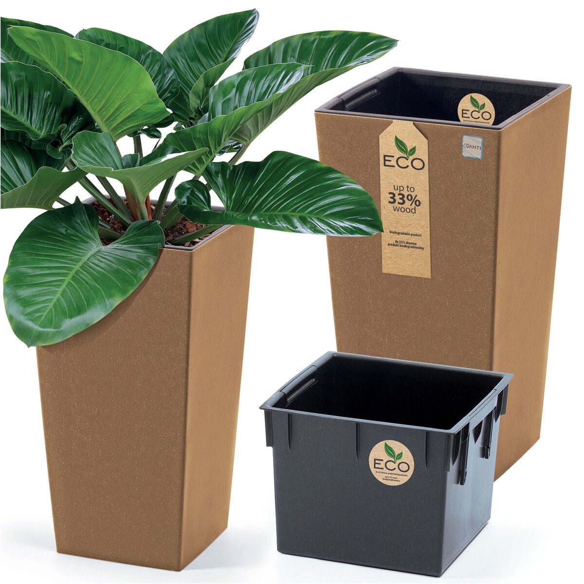 Donica Doniczka Ogrodowa 19,5 Cm Na Taras Do Ogrodu Domu Eco Wood Brązowa