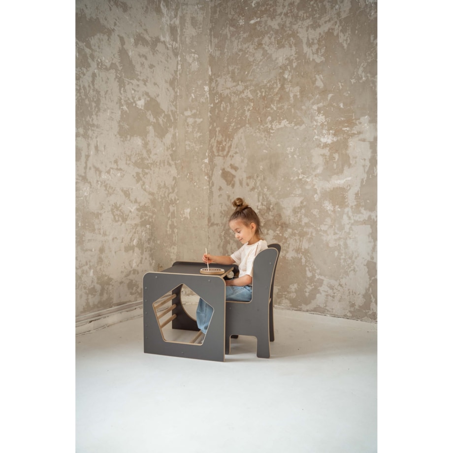 Kostka Wielozadaniowa + krzesełko - szara