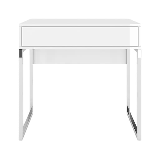 Biała nowoczesna toaletka Dancan EVA ze srebrnym stelażem