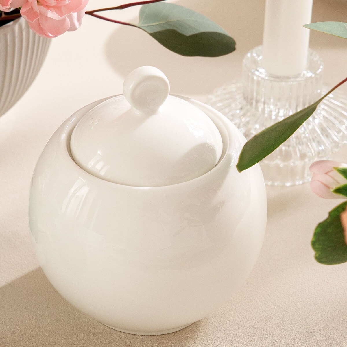 KONSIMO AD BELLA, Zestaw obiadowo-kawowy 6 os. (37 el.), kolor ecru