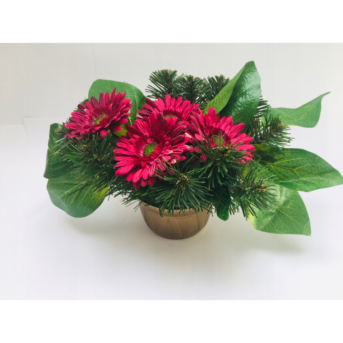 GOTOWY STROIK bukiet podkład w doniczce na cmentarz grób mamy z kwiatami