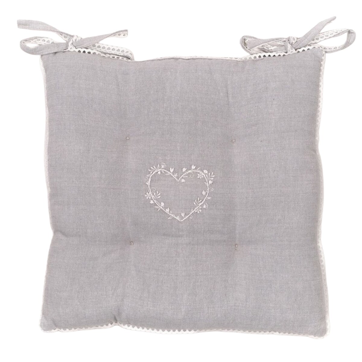 Pikowana poduszka na krzesło CONSTANCE, bawełniana, wiązana, 40 x 40 cm