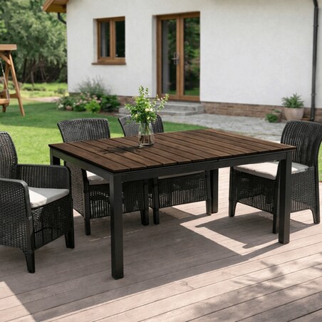 Stół Ogrodowy Rozkładany Na Ogród Działka Taras Orzech Czarny ARGOS 140-180