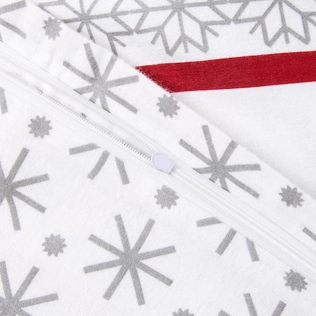 Pościel flanelowa 160x200 Selvia biała w choinki i chatki, Flanelove