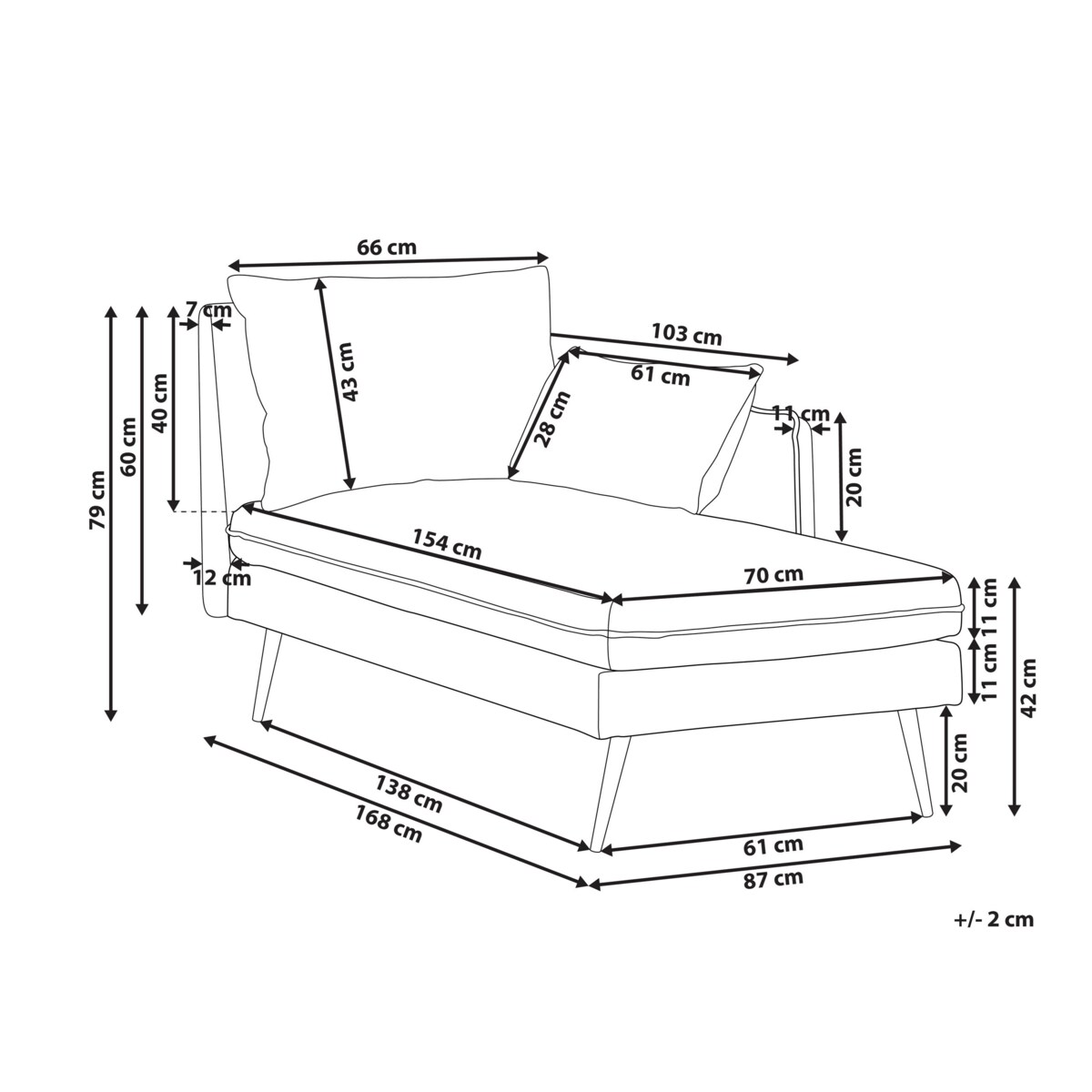 Szezlong lewostronny YERRES Beżowy