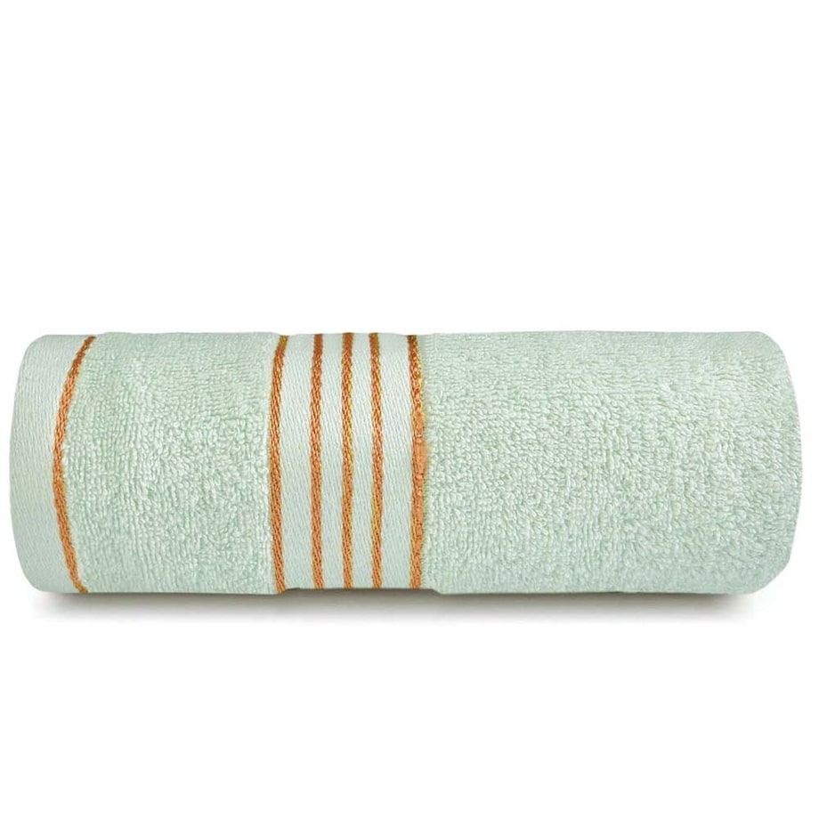 Ręcznik kąpielowy 50x90 cm bawełniany kolor zielony z bordiurą w złote paski 500 g/m2 TIWANO