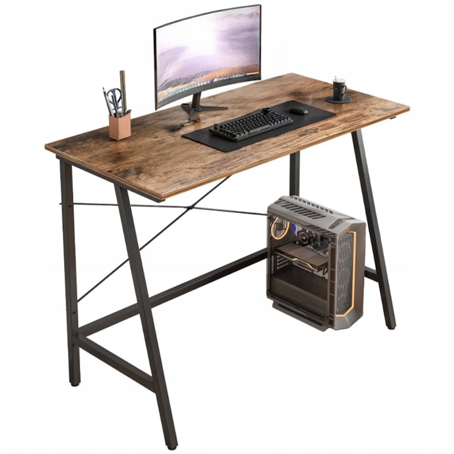 Biurko Komputerowe Loft Industrialne Szkolne Rustykalny Brąz Retro 100 Cm