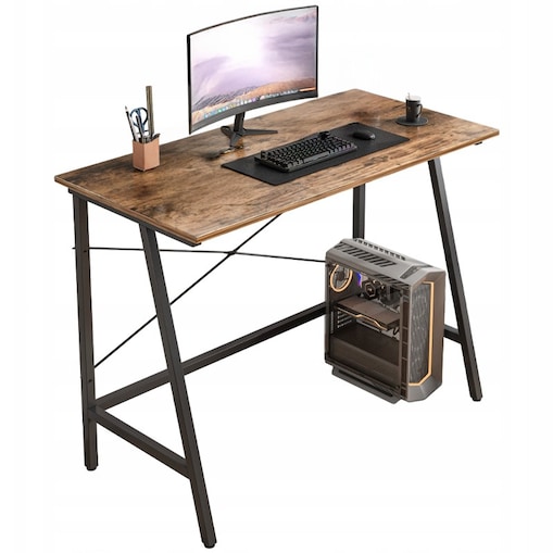 Biurko Komputerowe Loft Industrialne Szkolne Rustykalny Brąz Retro 100 Cm