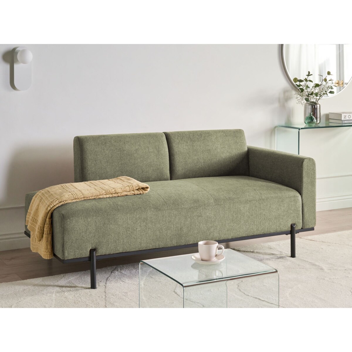 Szezlong SAVASSE Len syntetyczny Zielony