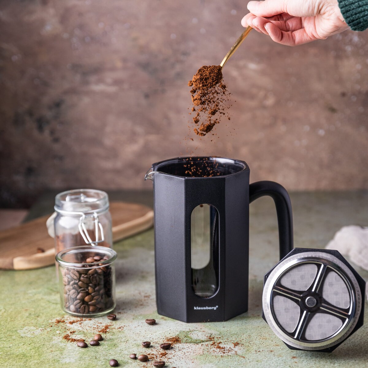 Zaparzacz do kawy herbaty 0.60L French Press czarny KLAUSBERG