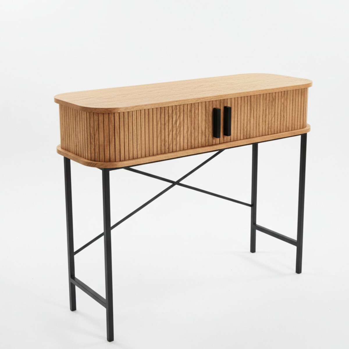 Konsola z rozsuwanymi drzwiami SCAVA, ryflowana, 100 x 35 x 80,5 cm