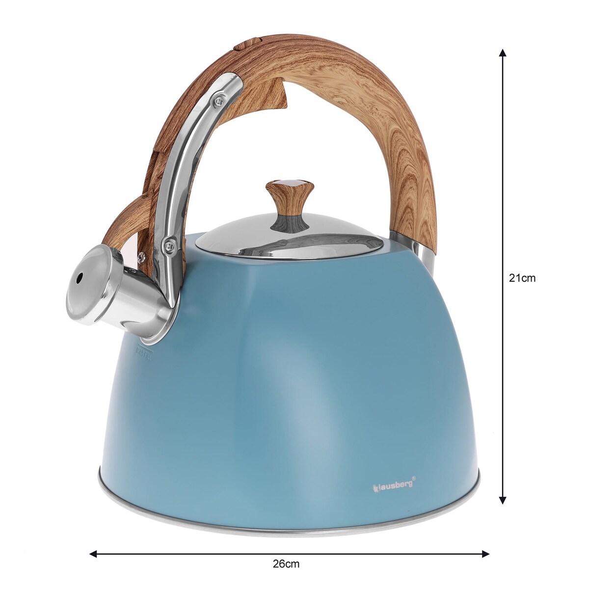 Czajnik stalowy z gwizdkiem lakierowany 3.0L niebieski matowy KLAUSBERG