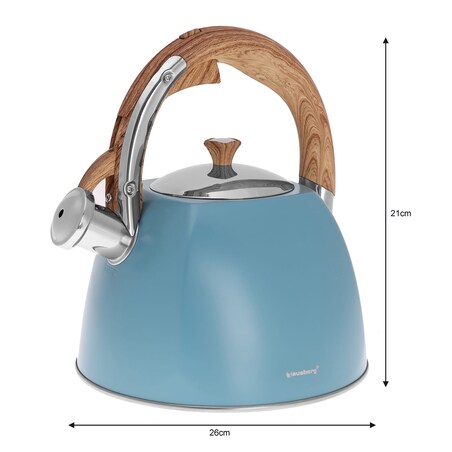 Czajnik stalowy z gwizdkiem lakierowany 3.0L niebieski matowy KLAUSBERG