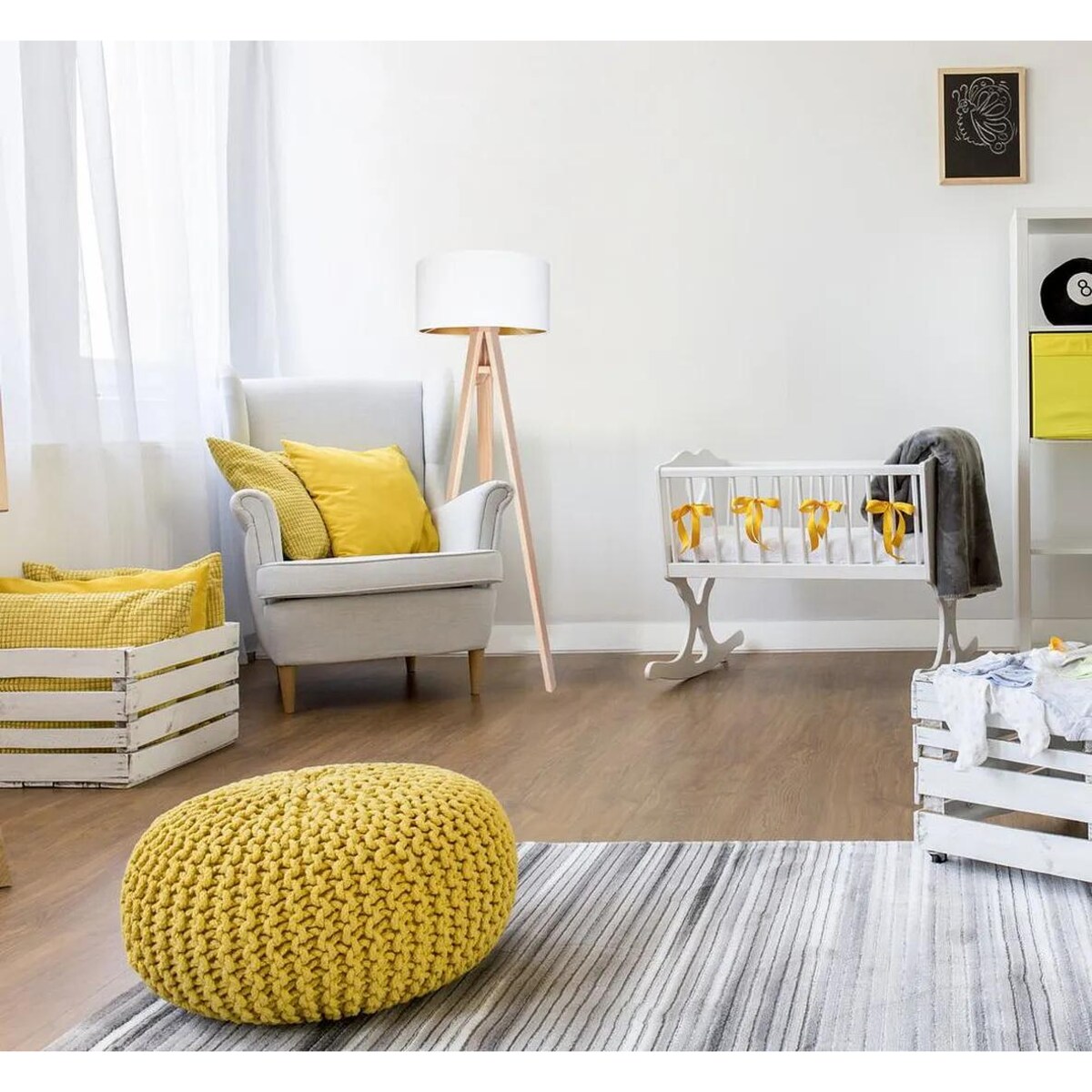 Lampa stojąca HOME 40 biała/złota/sosna