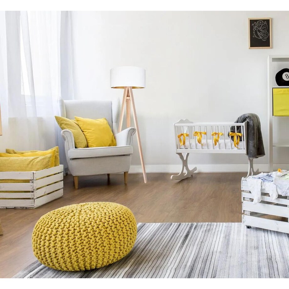 Lampa stojąca HOME 40 biała/złota/sosna