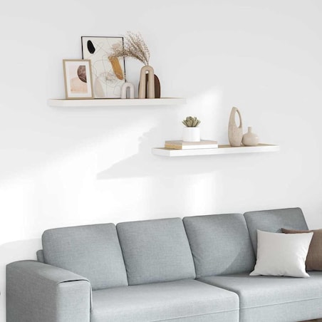 vidaXL Półki ścienne, 2 szt., dębowo-białe, 80x23,5x3,8 cm, MDF