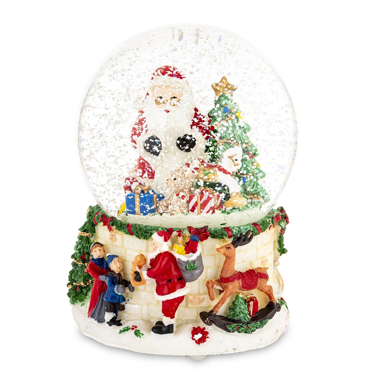 Kula śnieżna z Mikołajem i choinką 14,5x10,5x9,5 cm pozytywka