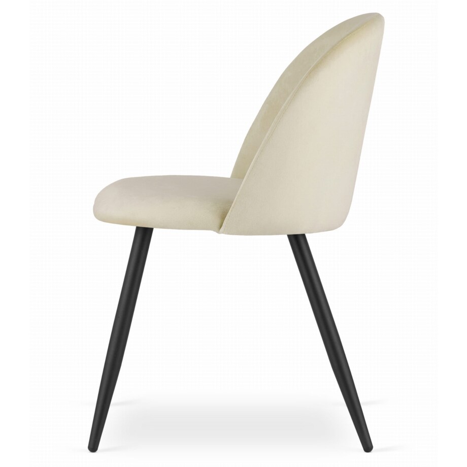 Krzesło Do Jadalni Kuchni Salonu Bello - Aksamit Beż / Nogi Czarne X 3
