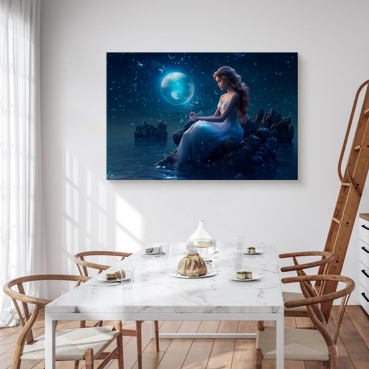 Obraz Do Sypialni Kobieta Syrena Nocą Motyle Abstrakcja Do Salonu 70x50cm