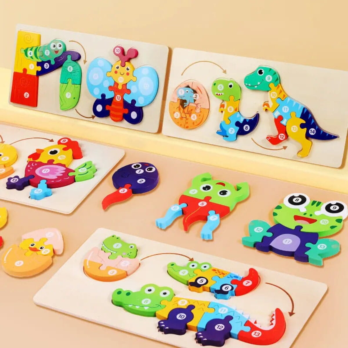 Puzzle drewniane - od Małego do Dużego - Dinozaur