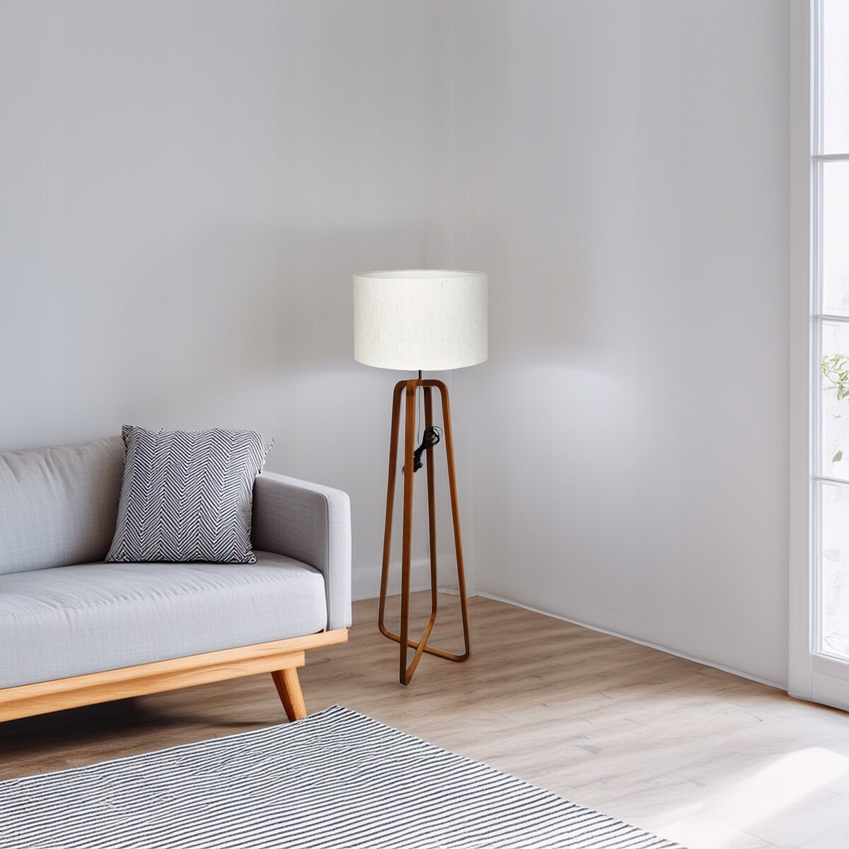 LAMPA STOJĄCA PODŁOGOWA BOHO WYSOKA 140cm E27 DREWNIANA DO SALONU SYPIALNI