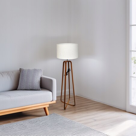 LAMPA STOJĄCA PODŁOGOWA BOHO WYSOKA 140cm E27 DREWNIANA DO SALONU SYPIALNI