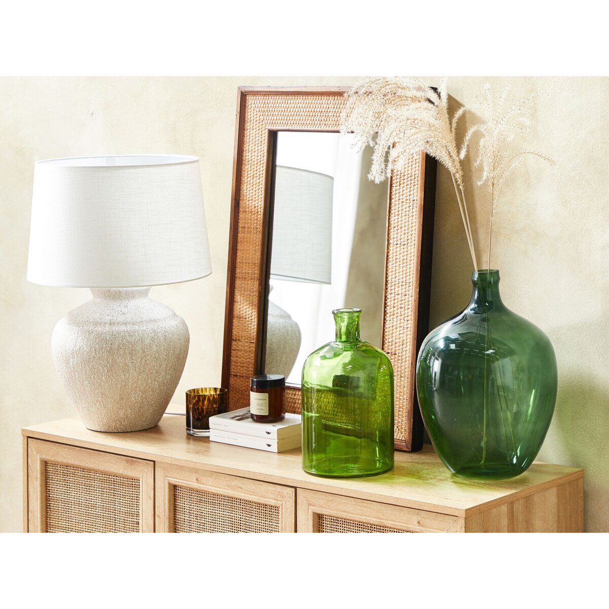 Wazon na kwiaty szklany 39 cm zielony ROTI