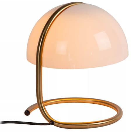 Nocna lampa metalowa Cato stojąca do sypialni biała złota