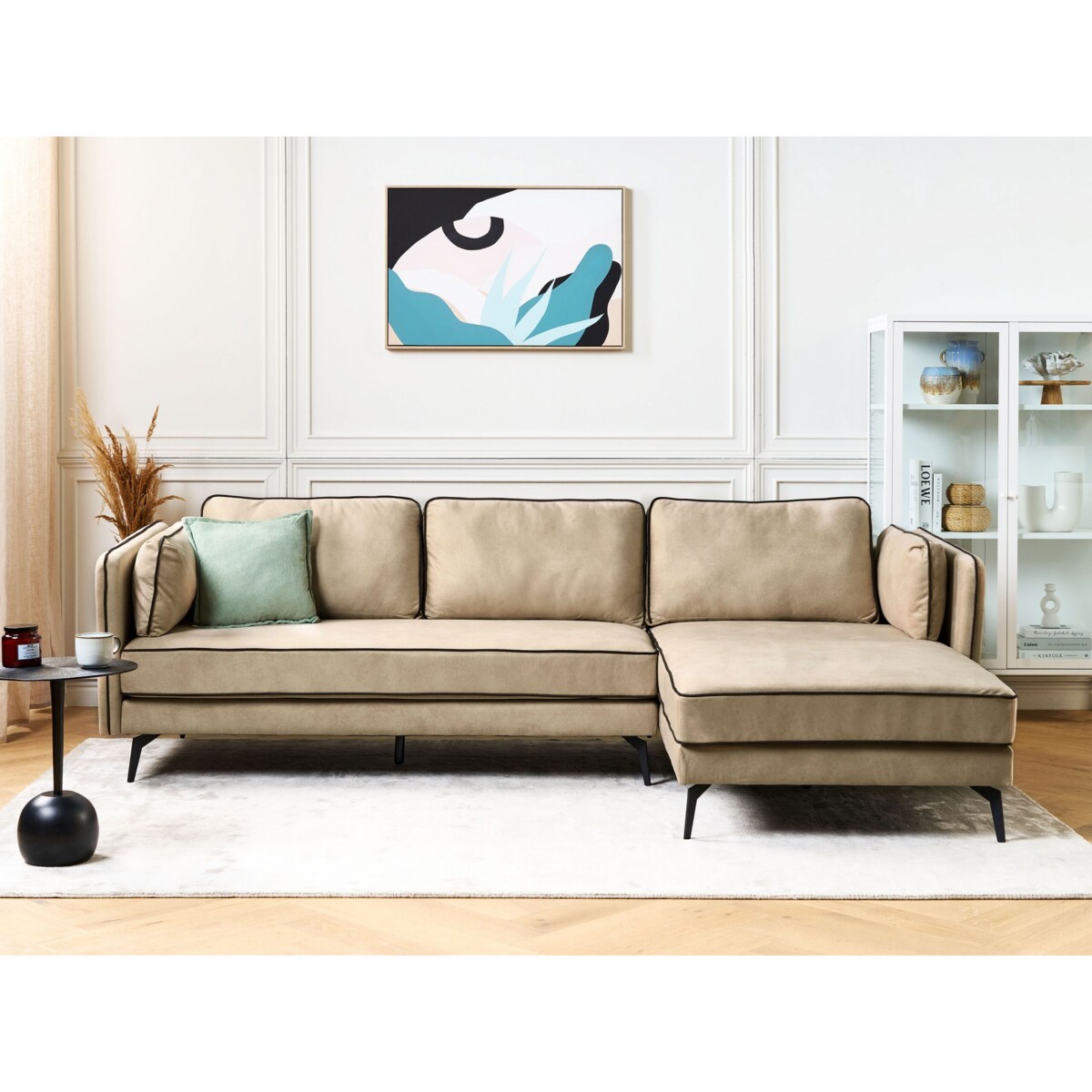 Narożnik welurowy lewostronny beżowy ALTAN