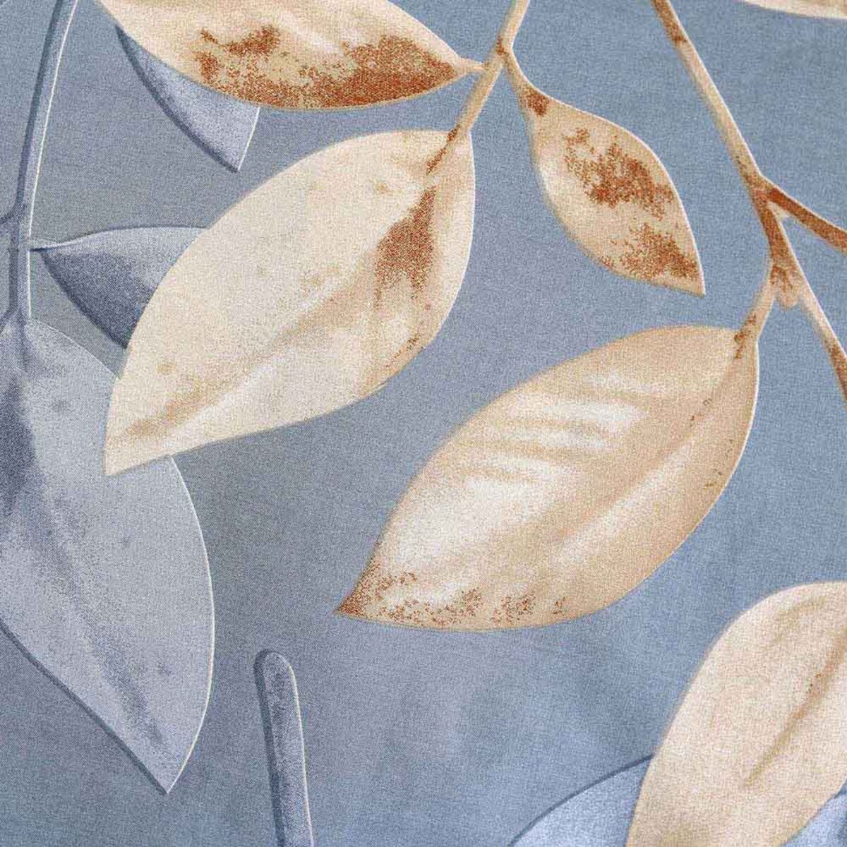 Pościel bawełniana 140x200 Sandleaf niebieska w beżowe liście, Cottonlove