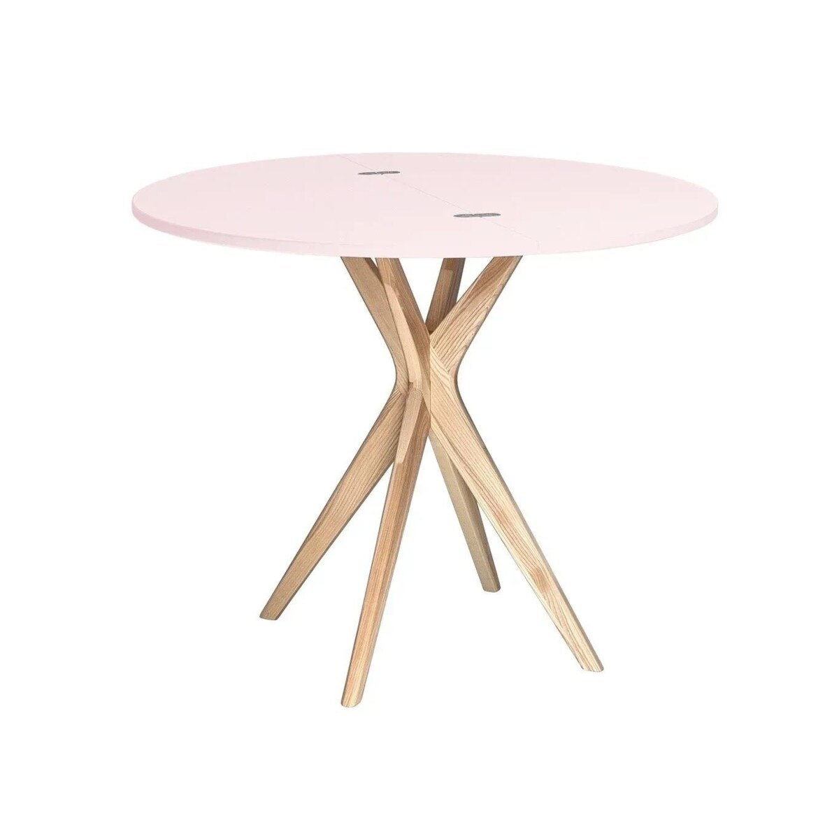 Stół półokrągły CUTTI 100x100 rozkładany różowy/jesion