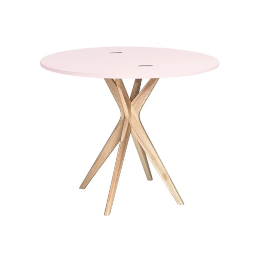 Stół półokrągły CUTTI 100x100 rozkładany różowy/jesion