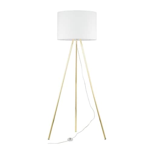 Lampa podłogowa TK Lighting UMBERTO WHITE GOLD 6637 biała-złota 150 cm E27 do salonu i sypialni