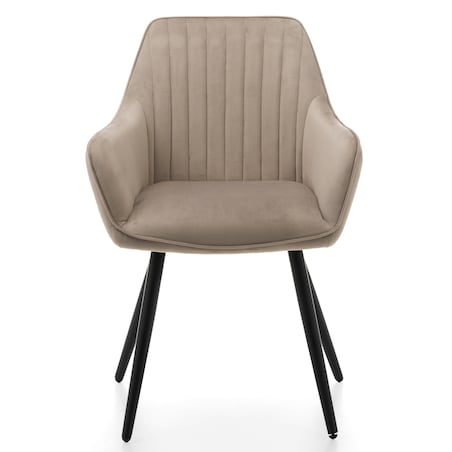 Krzesło tapicerowane pikowane welurowe do salonu jadalni nowoczesne PASSO ciemnobeżowe