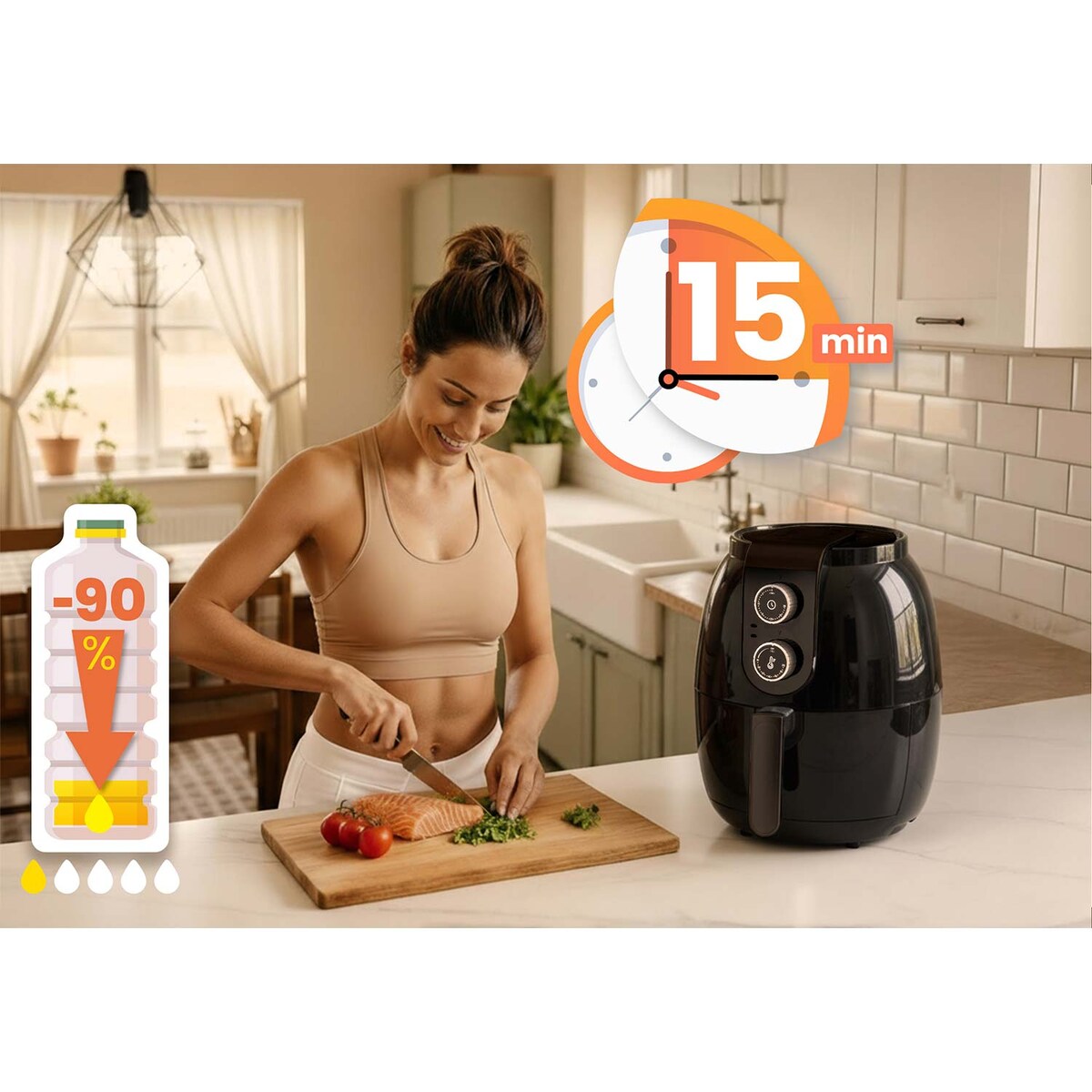 Frytkownica beztłuszczowa AIR FRYER mocna 3.6l Berdsen