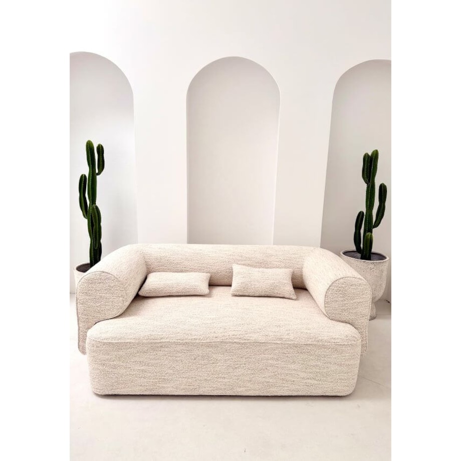 SOFA DWUOSOBOWA BELAGIO – KREMOWY MELANŻ Z BORDEM