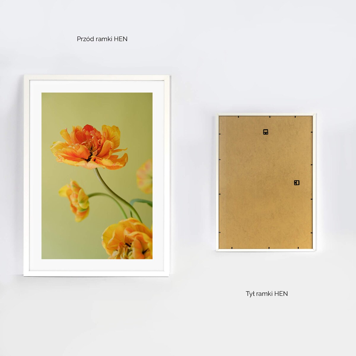 Ramka na zdjęcia 50x70 cm biała rama MDF z plexi do powieszenia pion poziom klasyczna ramka