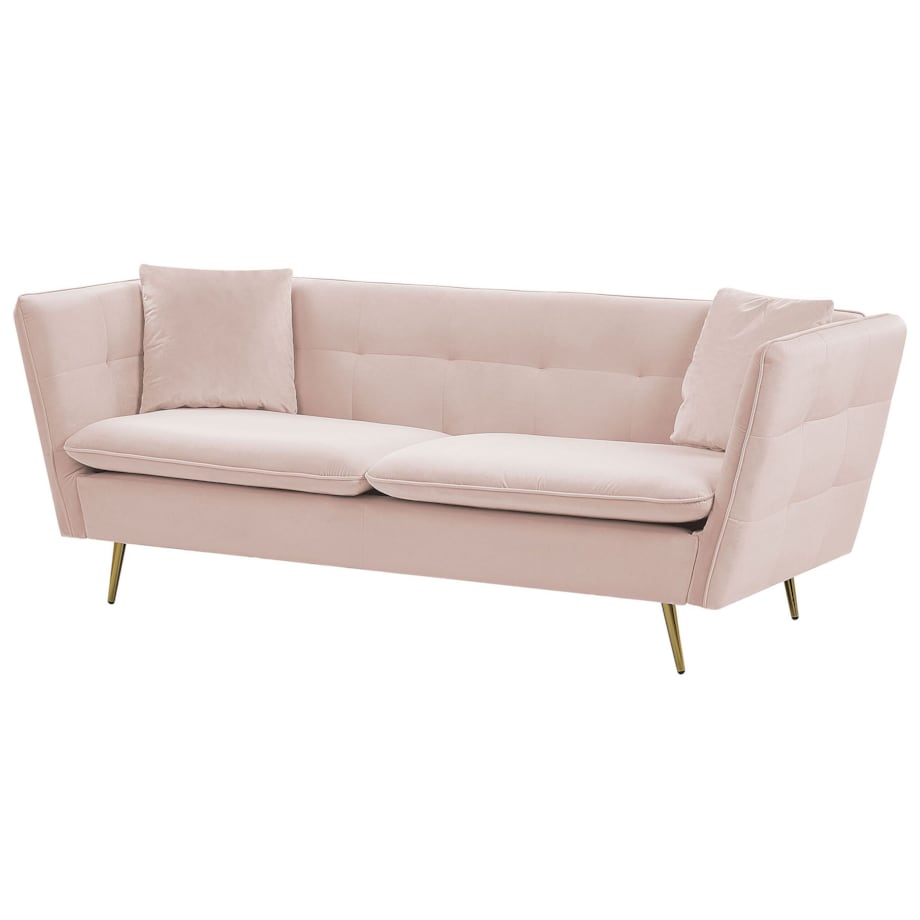 Sofa 3-osobowa welurowa różowa FREDERICA