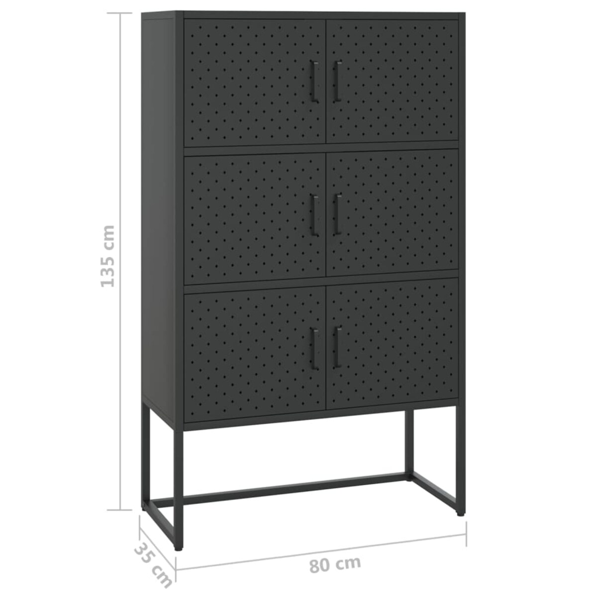 vidaXL Szafka, czarna, 80x35x135 cm, stal