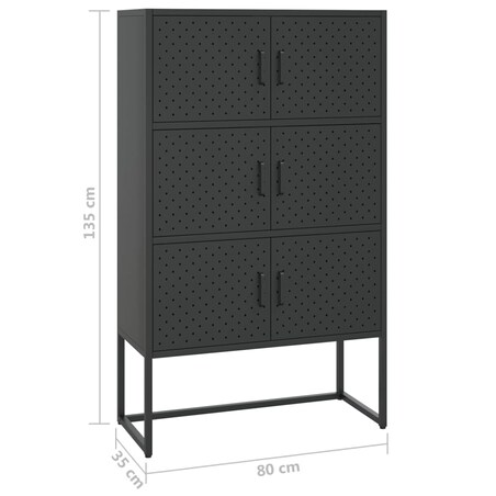 vidaXL Szafka, czarna, 80x35x135 cm, stal