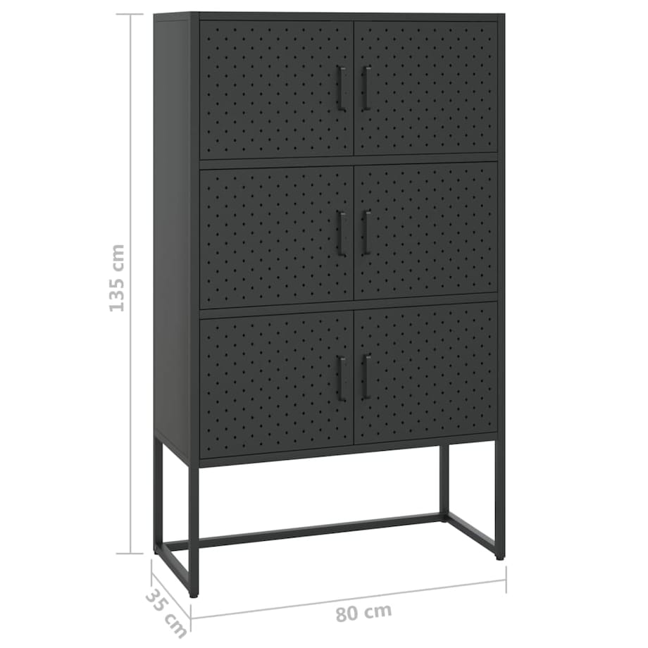 vidaXL Szafka, czarna, 80x35x135 cm, stal