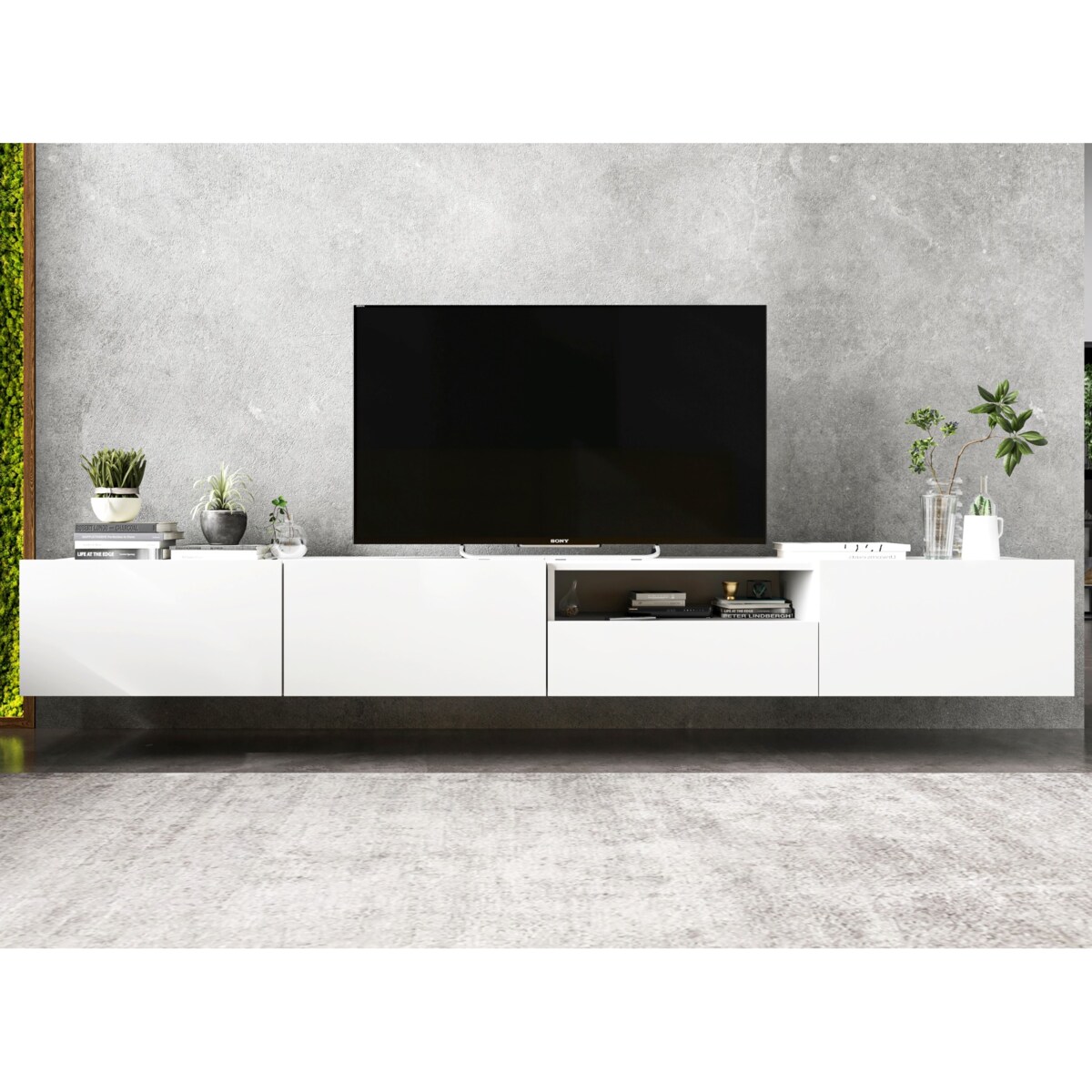 Szafka RTV Komoda Loft Biały MAT stojąca / wisząca szuflada 120 cm