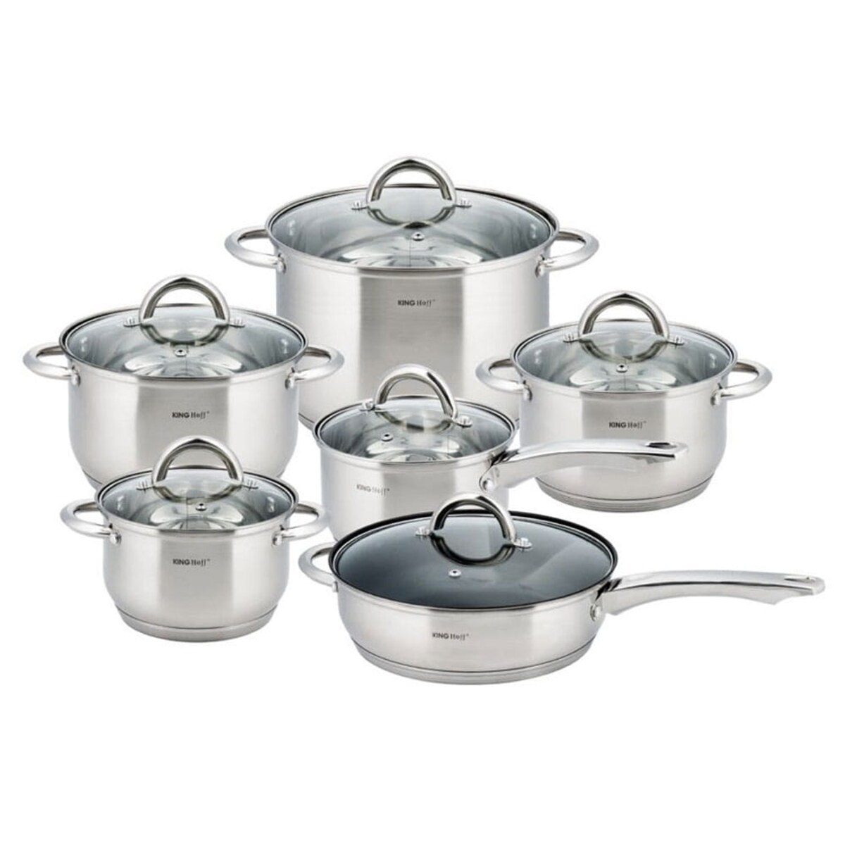 Zestaw garnków stalowych 12 ele. garnki na indukcję komplet Silver marble KINGHOFF
