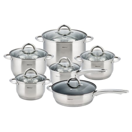 Zestaw garnków stalowych 12 ele. garnki na indukcję komplet Silver marble KINGHOFF