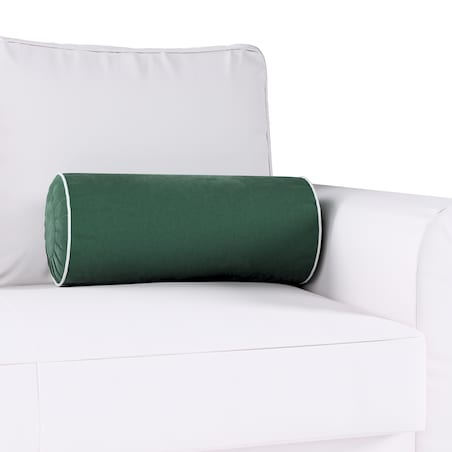 Poduszka wałek z zakładkami z lamówką, ciemny zielony, Ø20 x 50 cm, Velvet