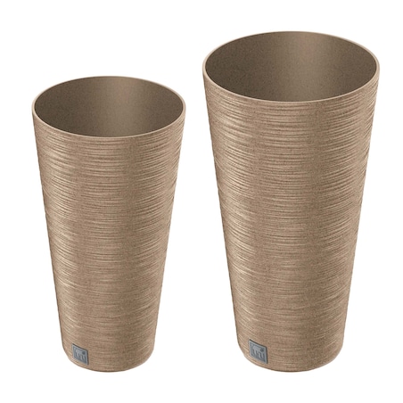 Zestaw 2X Doniczka Donica Ogrodowa Do Domu Na Taras Furu Slim Eco Wood Wysoka 48 Cm/57,5 Cm - Naturo Eco