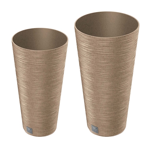 Zestaw 2X Doniczka Donica Ogrodowa Do Domu Na Taras Furu Slim Eco Wood Wysoka 48 Cm/57,5 Cm - Naturo Eco