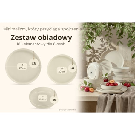 KONSIMO VICTO Elegancki zestaw obiadowy 6-osobowy (18 elementów)